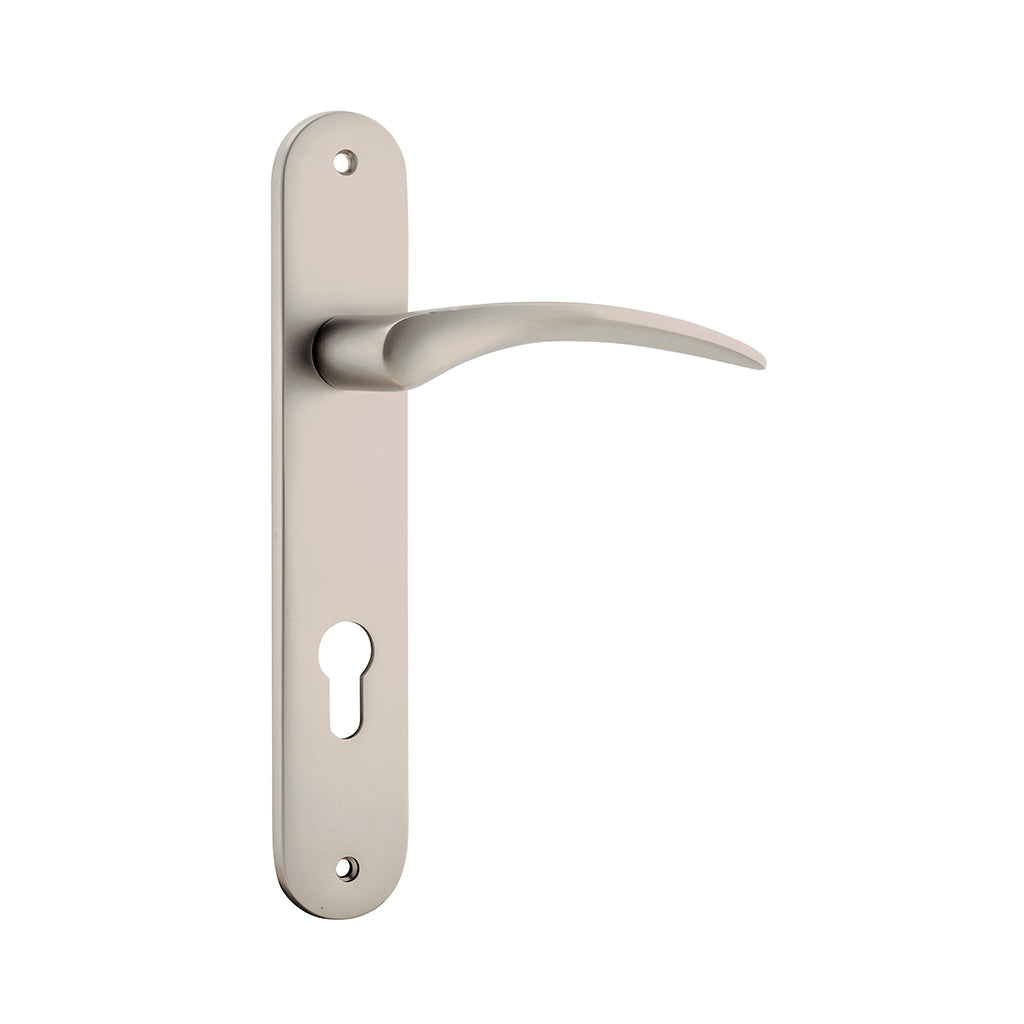 Oxford Lever - Oval Backplate Satin Nickel / Entrance / Lever Set Only