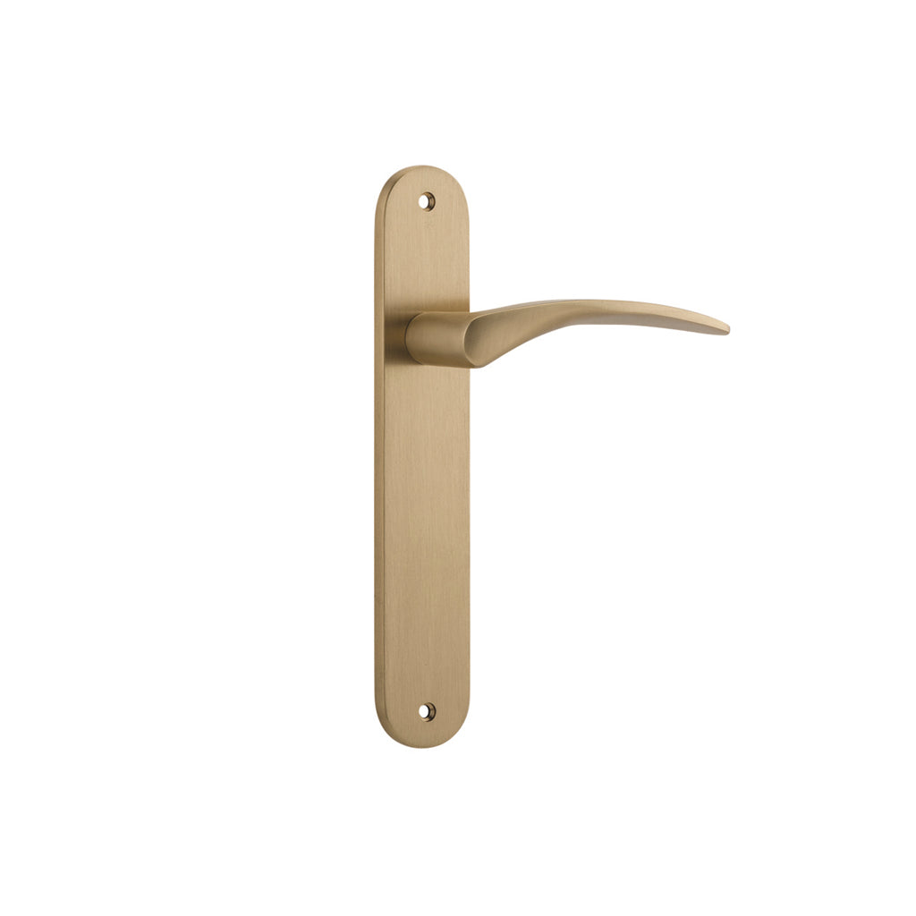 Oxford Lever - Oval Backplate Brushed Brass / Passage / Lever Set Only