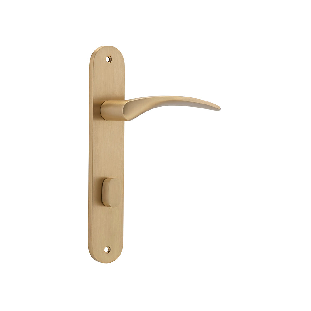 Oxford Lever - Oval Backplate Brushed Brass / Privacy / Lever Set Only