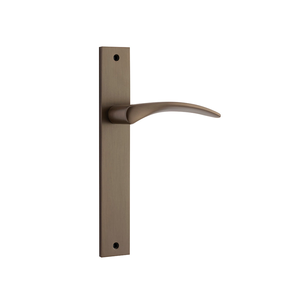 Oxford Lever - Rectangular Backplate Signature Brass / Passage / Lever Set Only