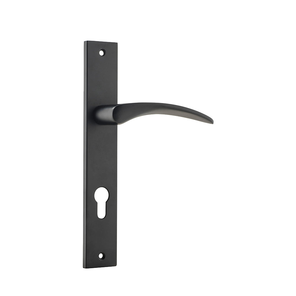 Oxford Lever - Rectangular Backplate Matt Black / Entrance / Lever Set Only