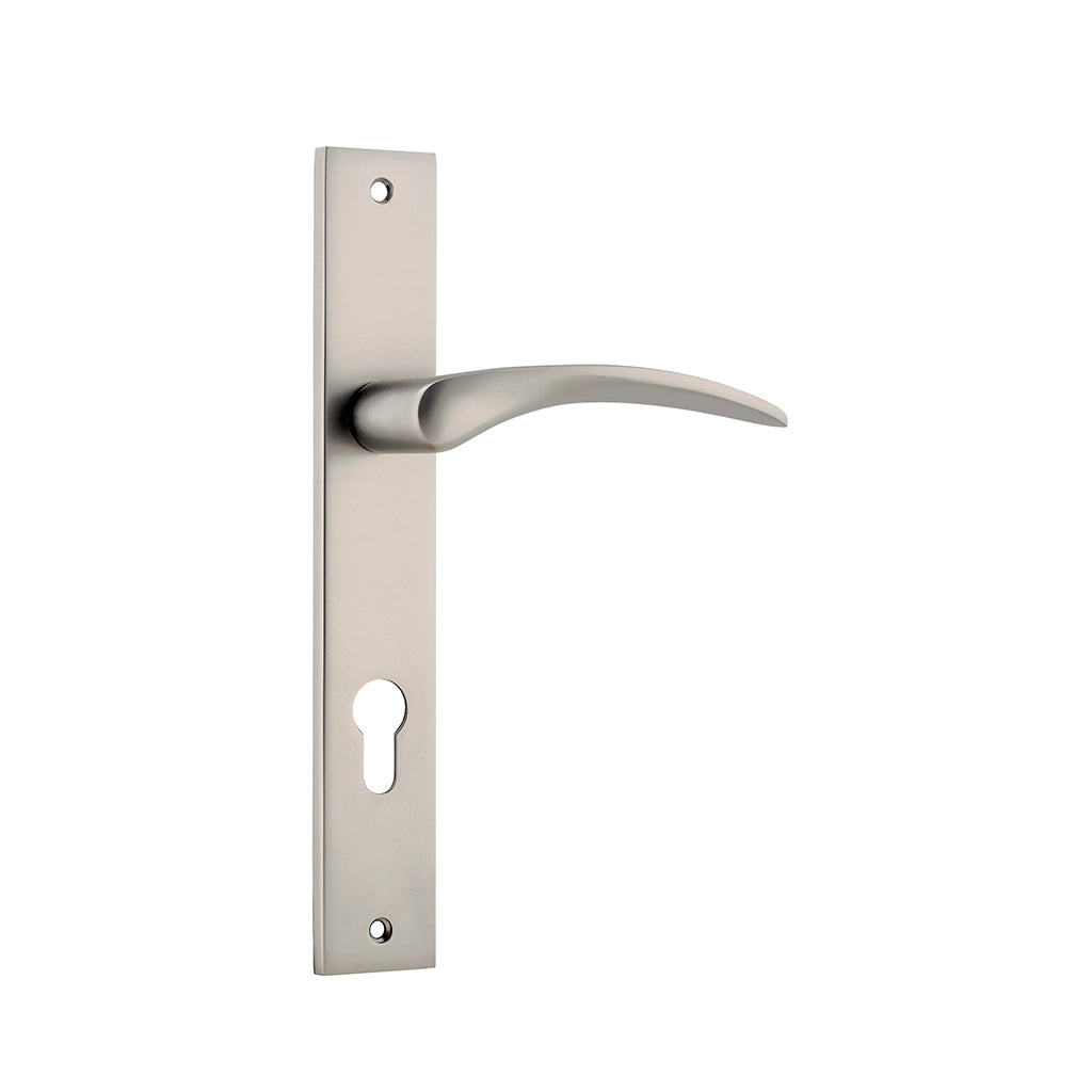 Oxford Lever - Rectangular Backplate Satin Nickel / Entrance / Lever Set Only