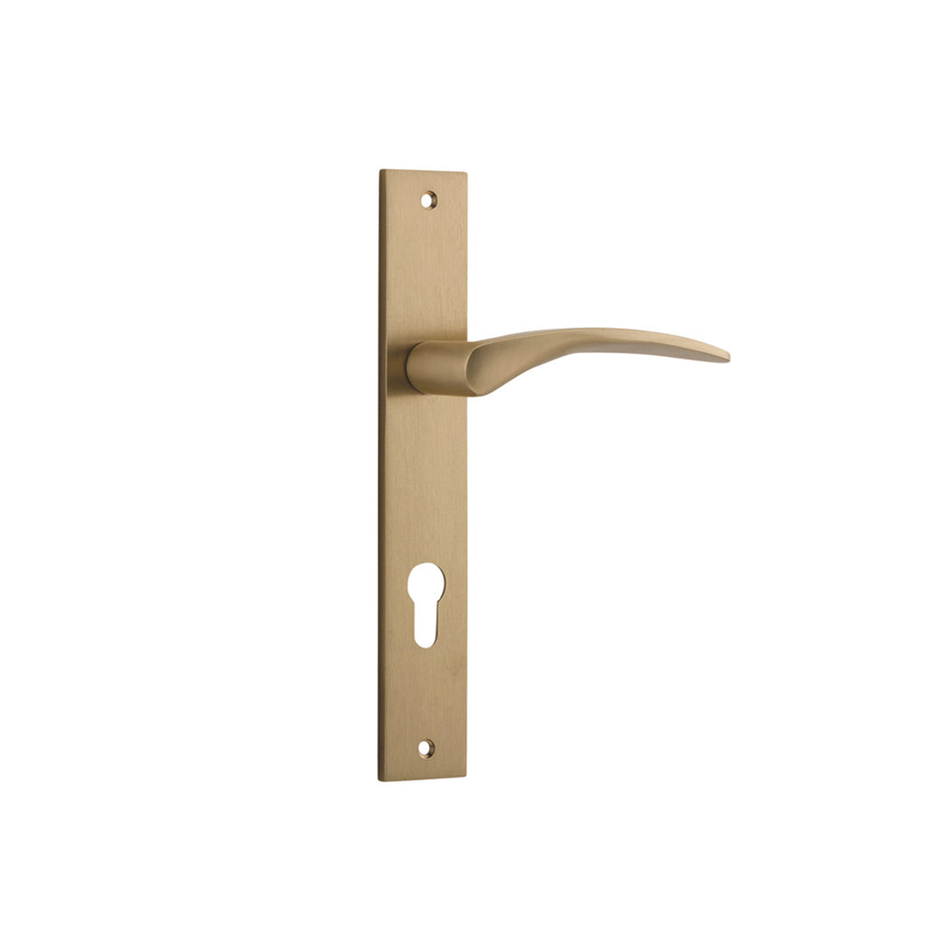 Oxford Lever - Rectangular Backplate Brushed Brass / Entrance / Lever Set Only