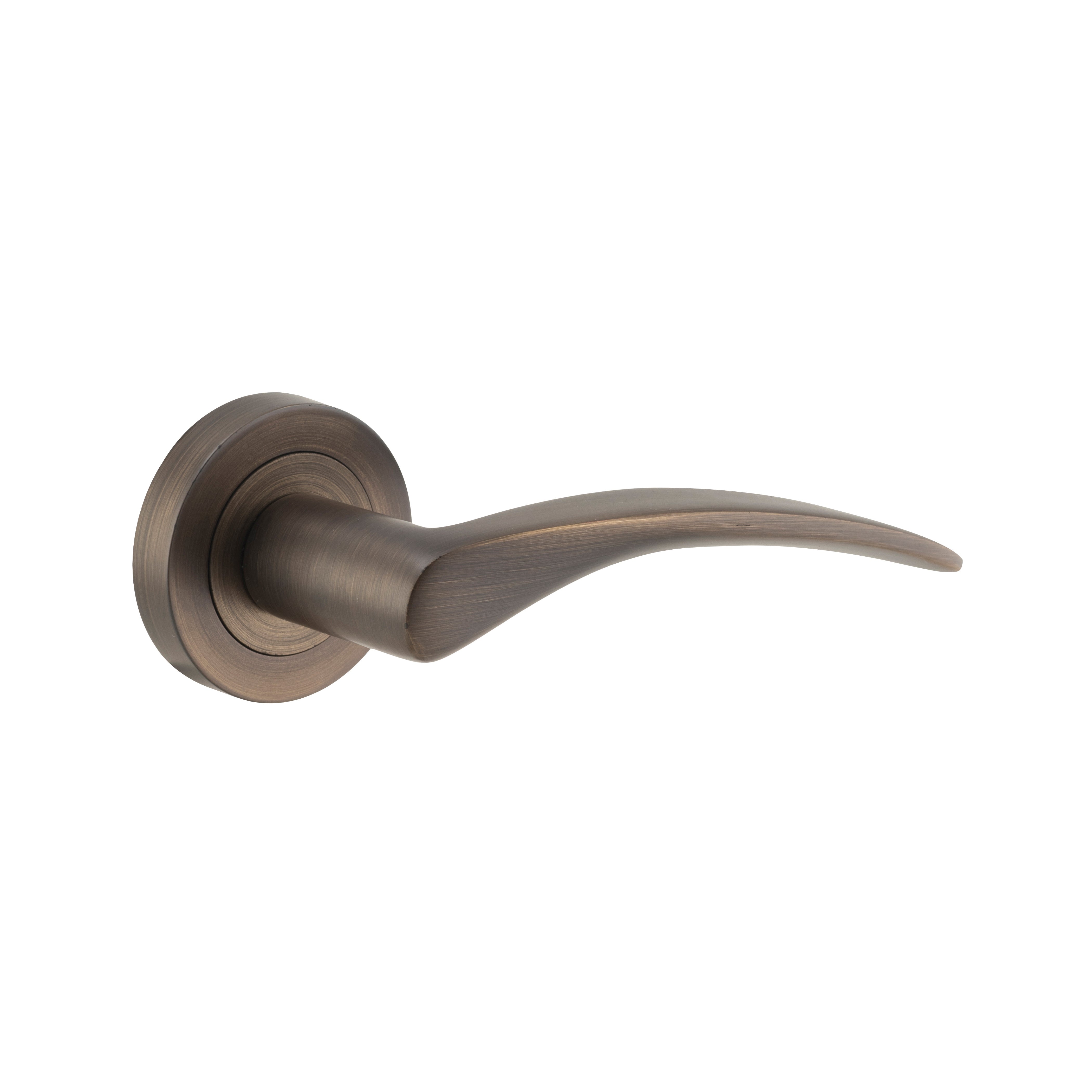 Oxford Lever - Round Rose Signature Brass / Passage / Lever Set Only