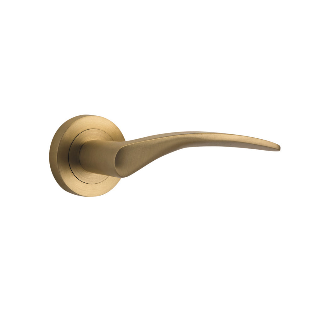 Oxford Lever - Round Rose Brushed Brass / Passage / Lever Set Only