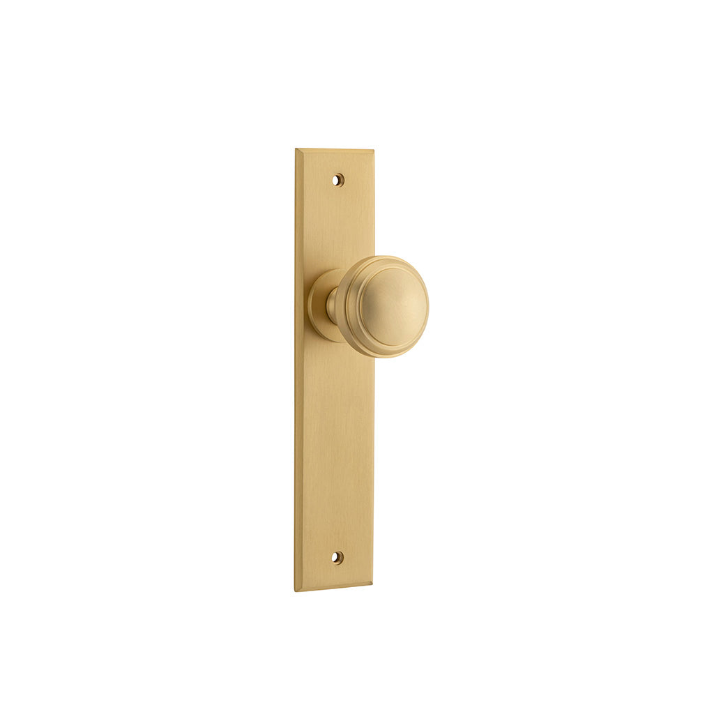 Paddington Knob - Chamfered Backplate Brushed Brass / Passage / Lever Set Only