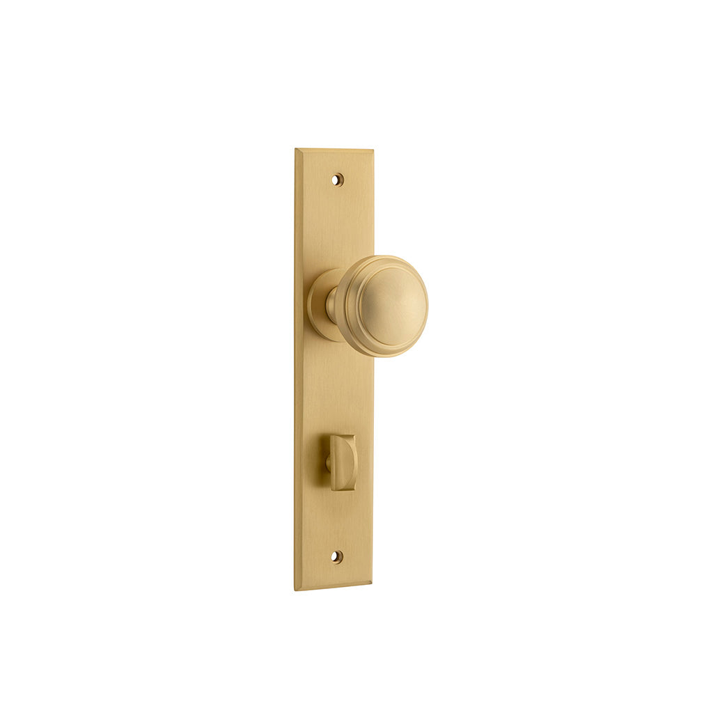 Paddington Knob - Chamfered Backplate Brushed Brass / Privacy / Lever Set Only