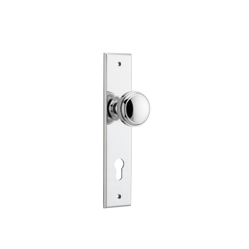 Paddington Knob - Chamfered Backplate Polished Chrome / Entrance / Lever Set Only