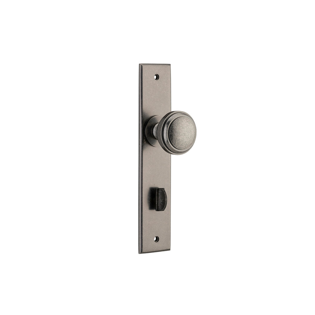Paddington Knob - Chamfered Backplate Distressed Nickel / Privacy / Lever Set Only