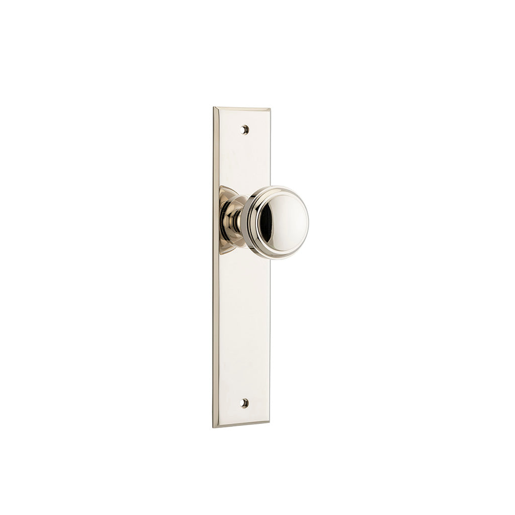 Paddington Knob - Chamfered Backplate Polished Nickel / Passage / Lever Set Only