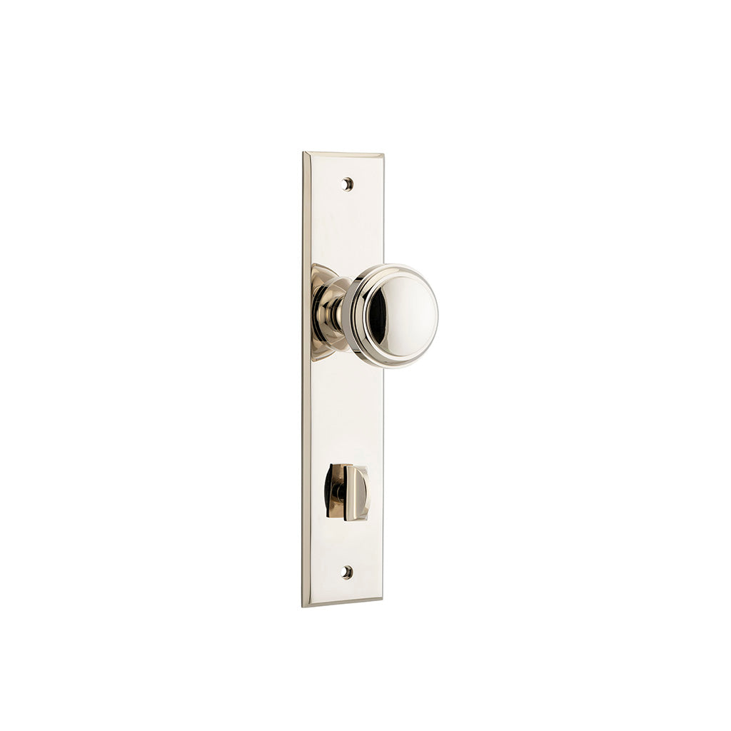 Paddington Knob - Chamfered Backplate Polished Nickel / Privacy / Lever Set Only