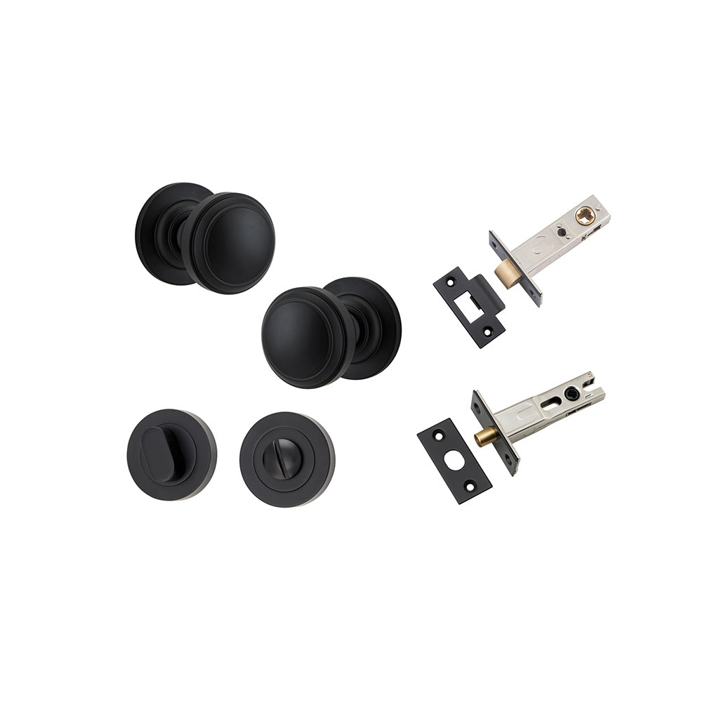 Paddington Knob - Round Rose Matt Black / Privacy / Separate Privacy Kit
