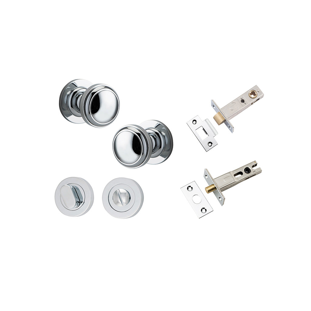 Paddington Knob - Round Rose Polished Chrome / Privacy / Separate Privacy Kit