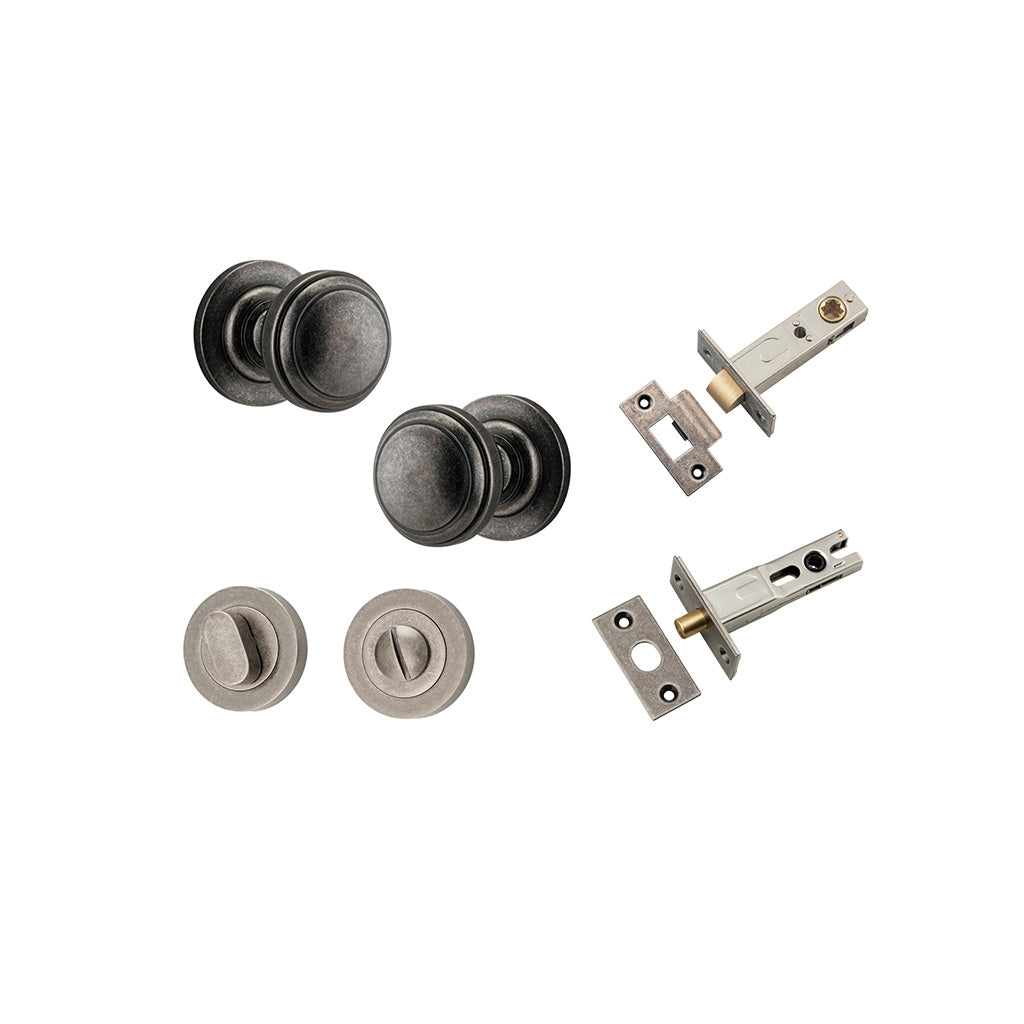Paddington Knob - Round Rose Distressed Nickel / Privacy / Separate Privacy Kit