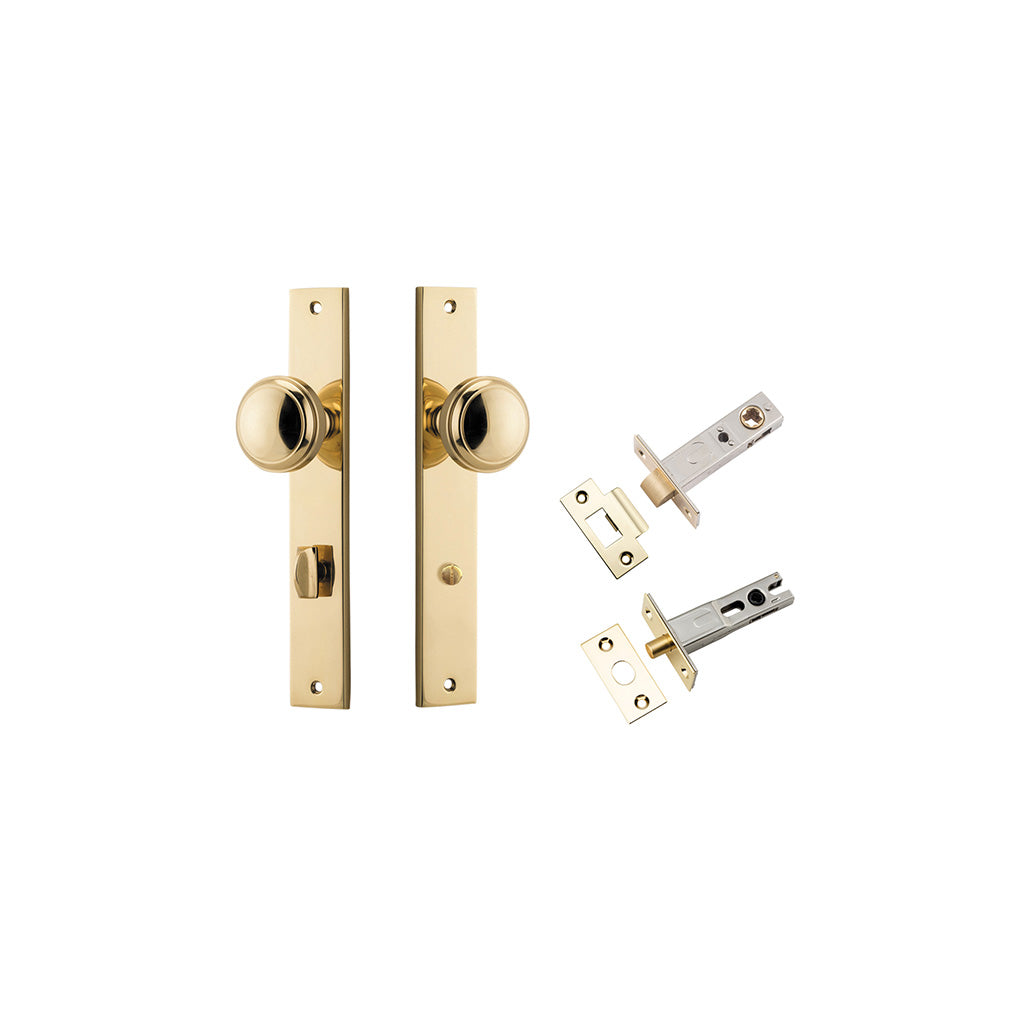 Paddington Knob - Rectangular Backplate Polished Brass / Privacy / Separate Privacy Kit