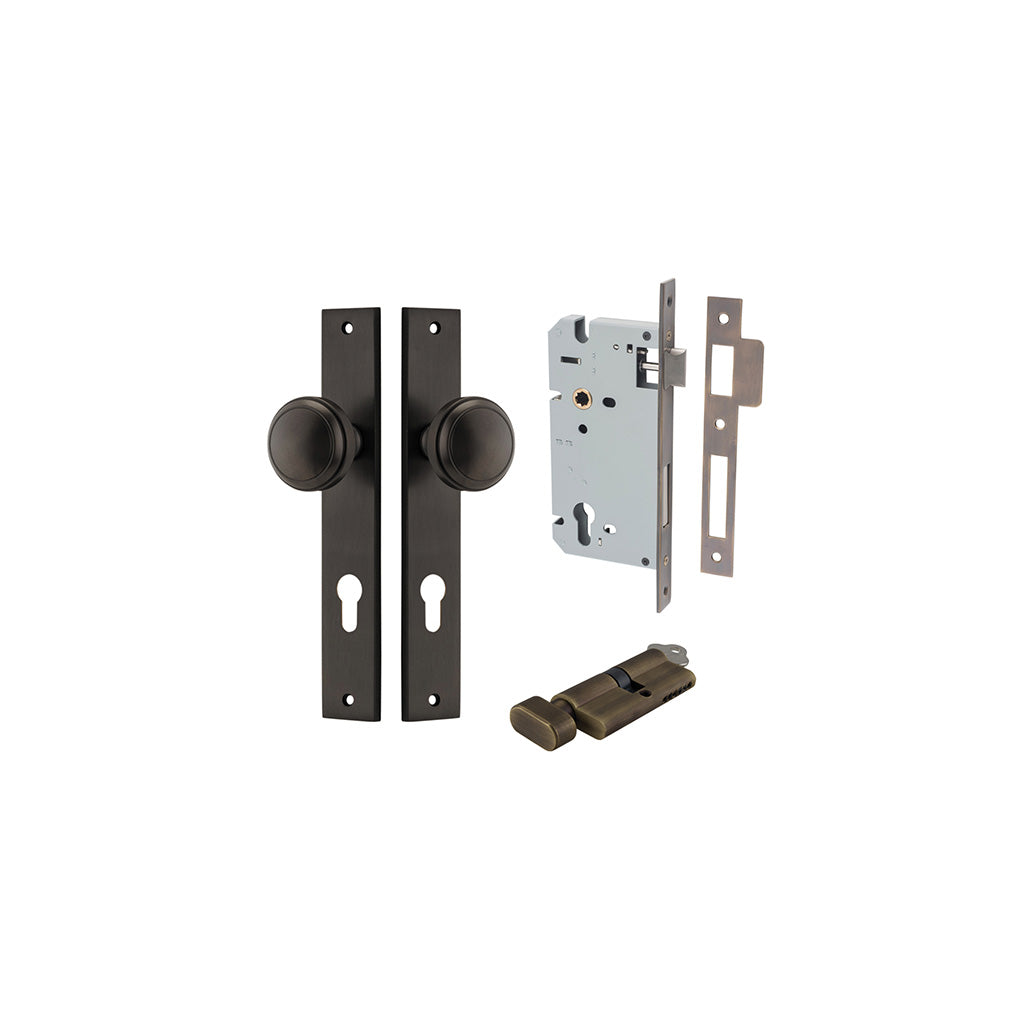 Paddington Knob - Rectangular Backplate Signature Brass / Entrance / Entrance Kit (Key-Thumb)