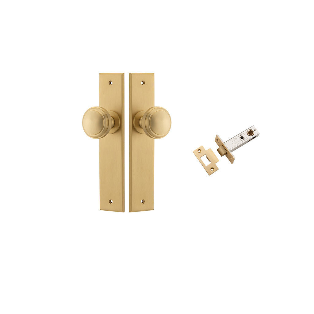 Paddington Knob - Chamfered Backplate Brushed Brass / Passage / Passage Kit