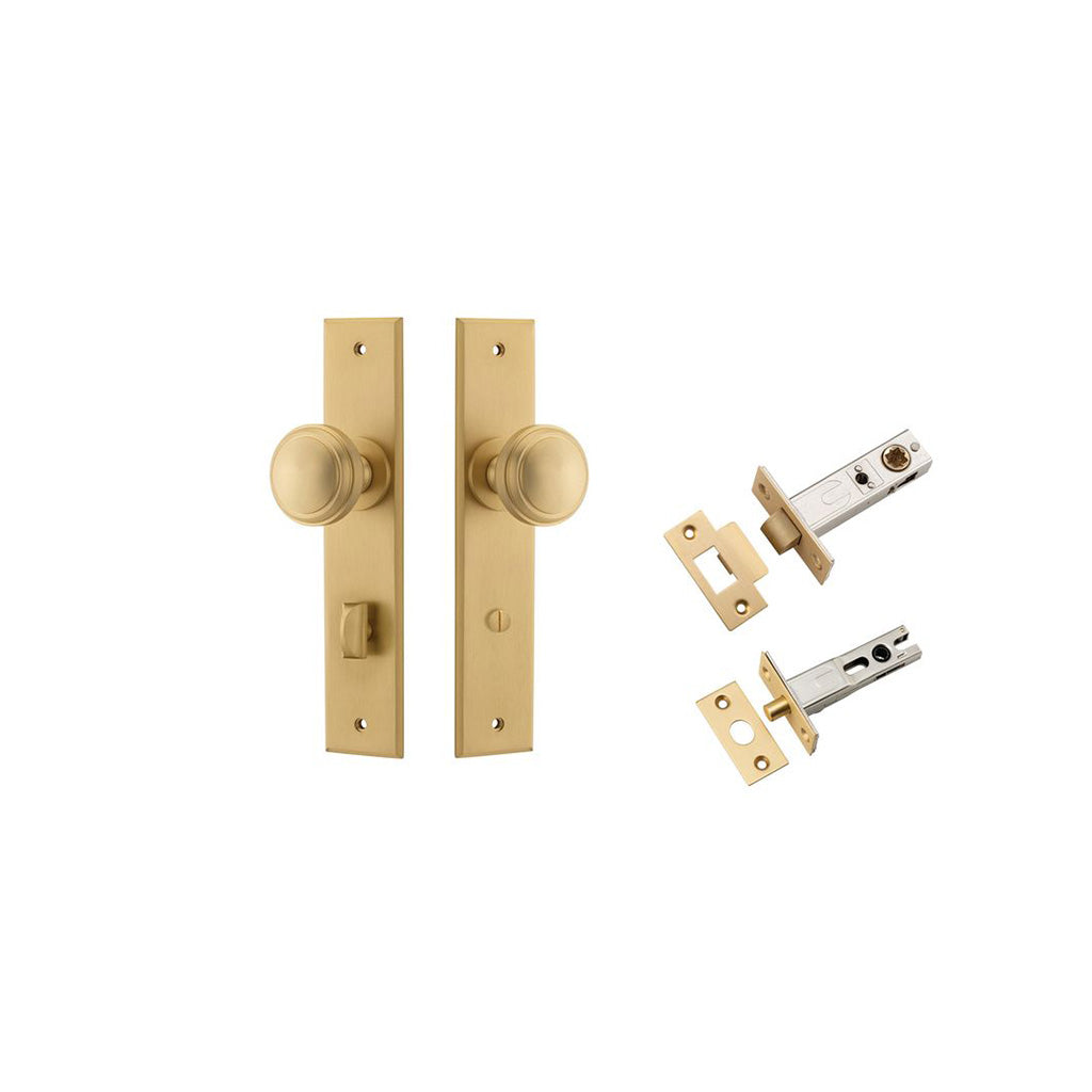 Paddington Knob - Chamfered Backplate Brushed Brass / Privacy / Separate Privacy Kit