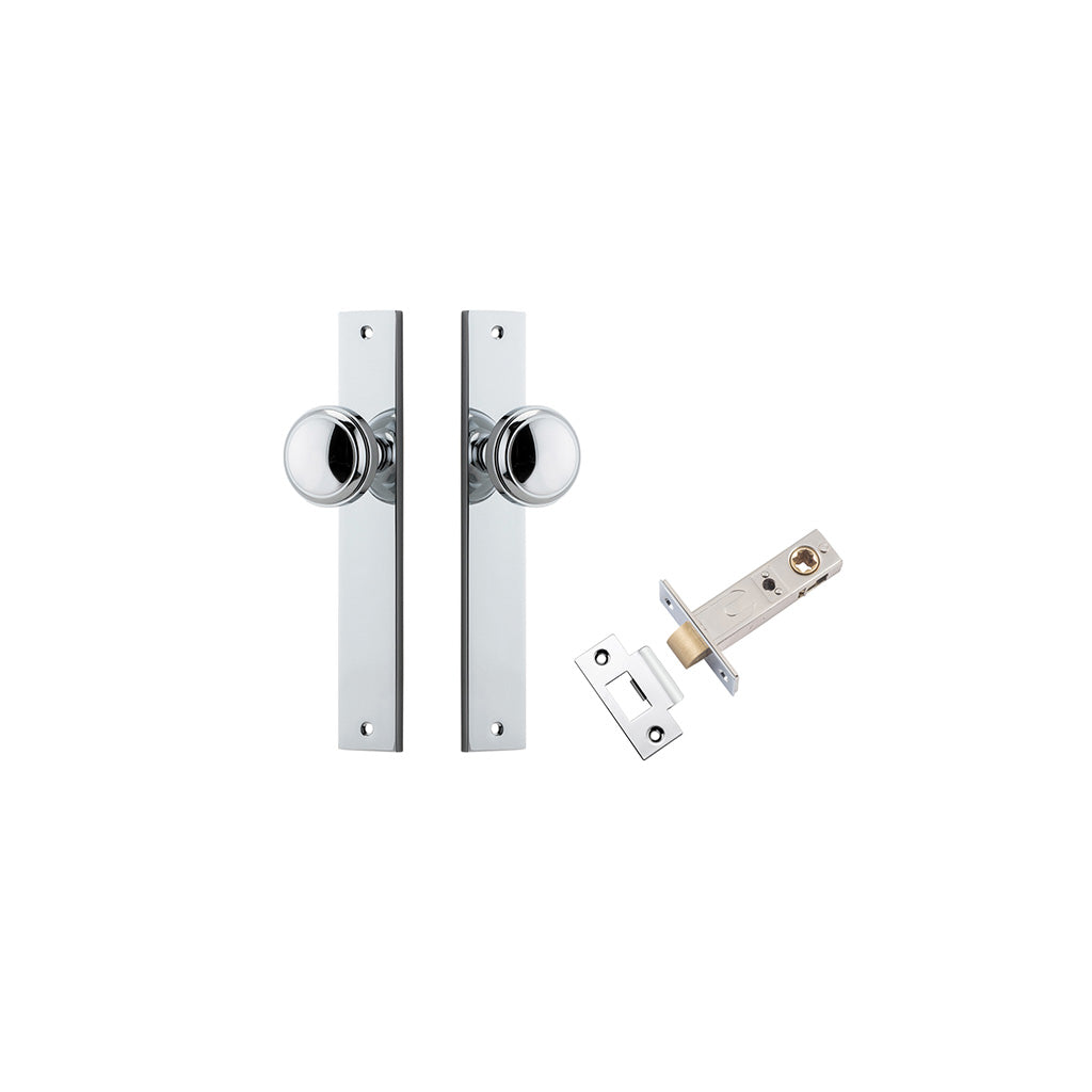 Paddington Knob - Rectangular Backplate Polished Chrome / Passage / Passage Kit