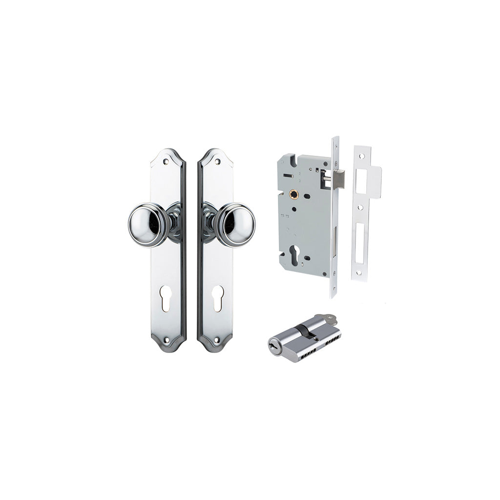 Paddington Knob - Shouldered Backplate Polished Chrome / Entrance / Entrance Kit Dual Function (Key-Key)