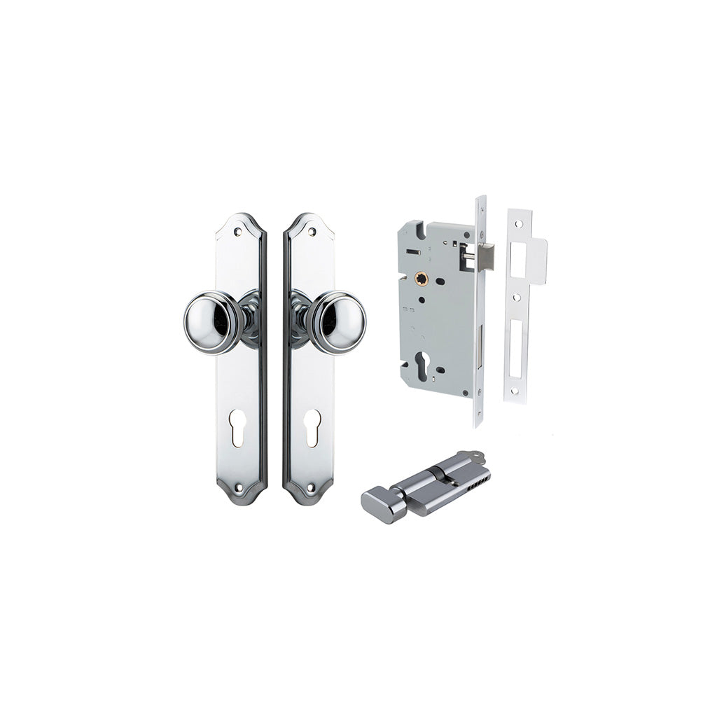 Paddington Knob - Shouldered Backplate Polished Chrome / Entrance / Entrance Kit (Key-Thumb)