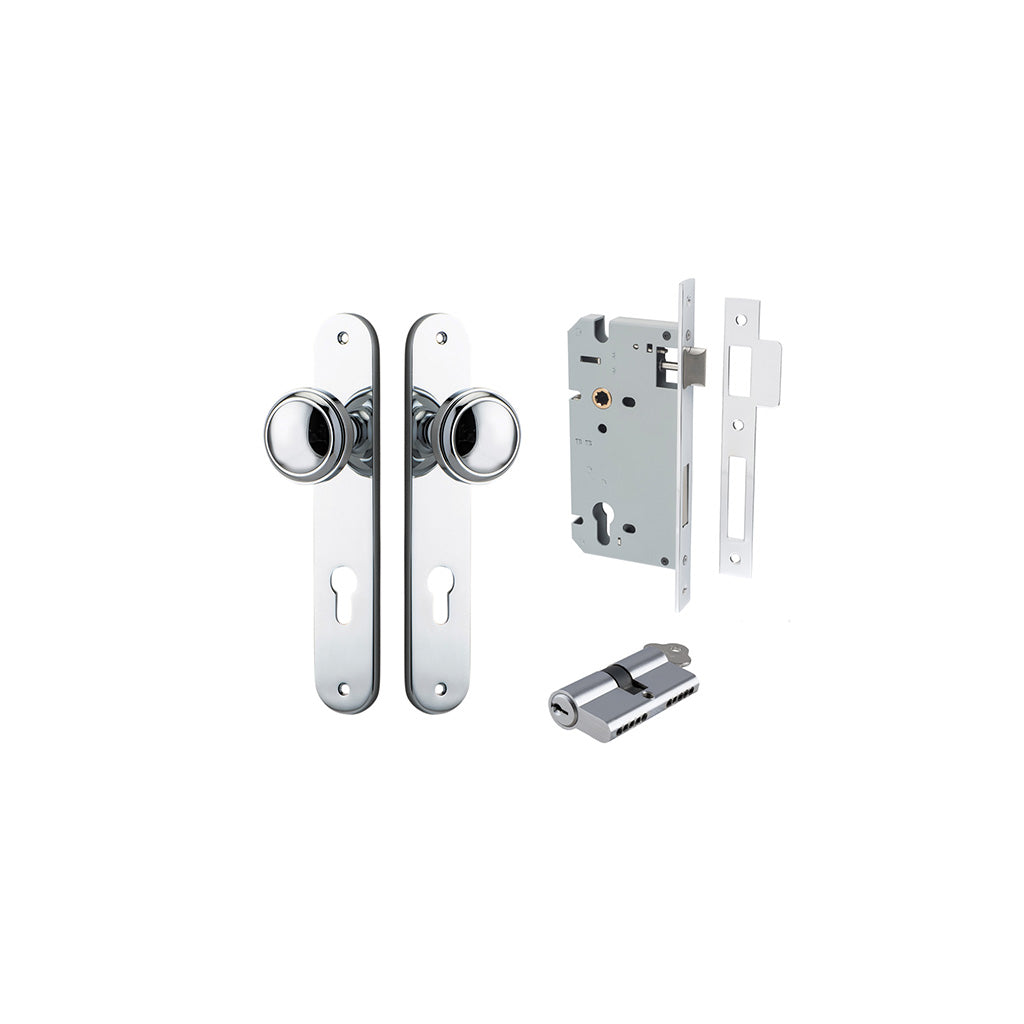 Paddington Knob - Oval Backplate Polished Chrome / Entrance / Entrance Kit Dual Function (Key-Key)