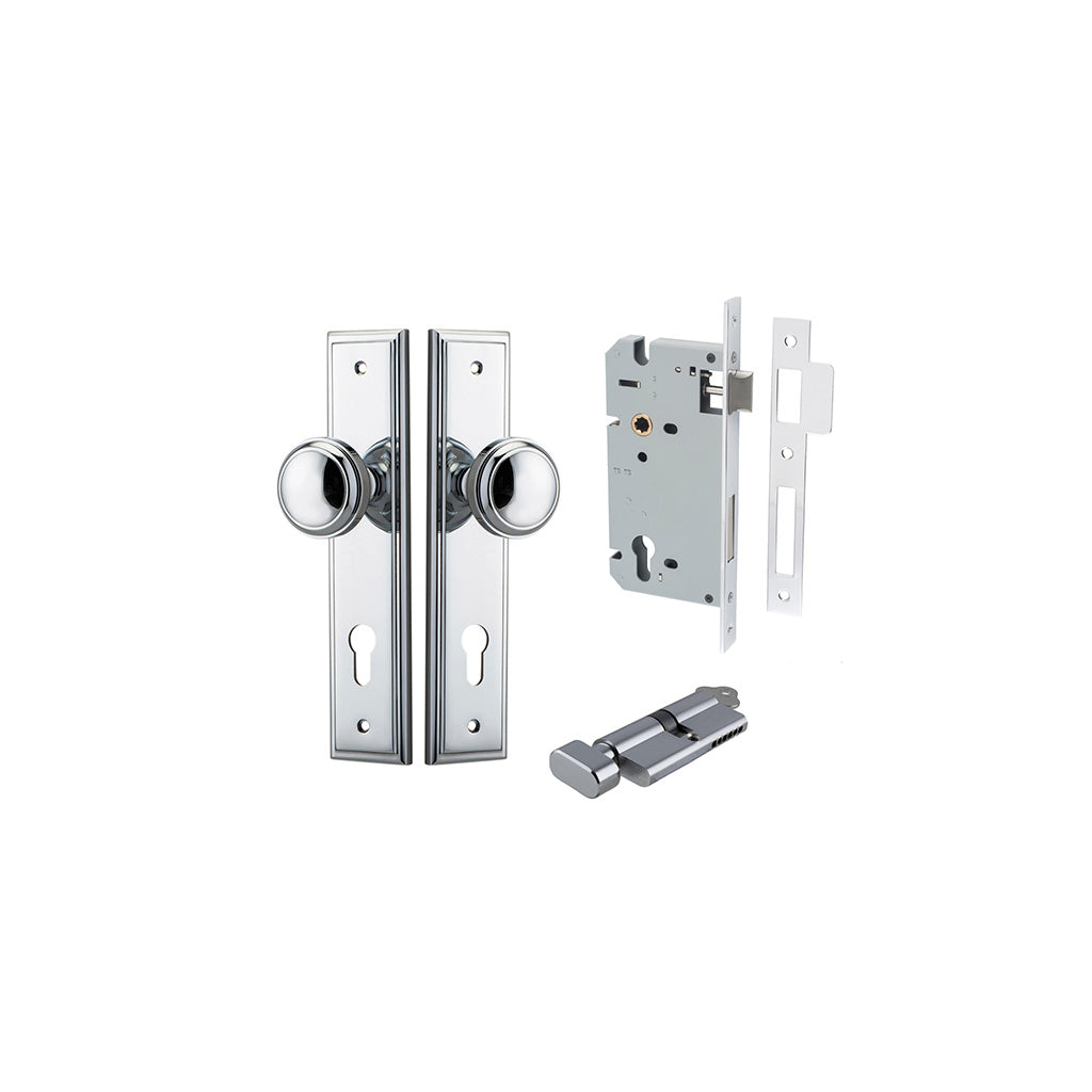 Paddington Knob - Stepped Backplate Polished Chrome / Entrance / Entrance Kit (Key-Thumb)