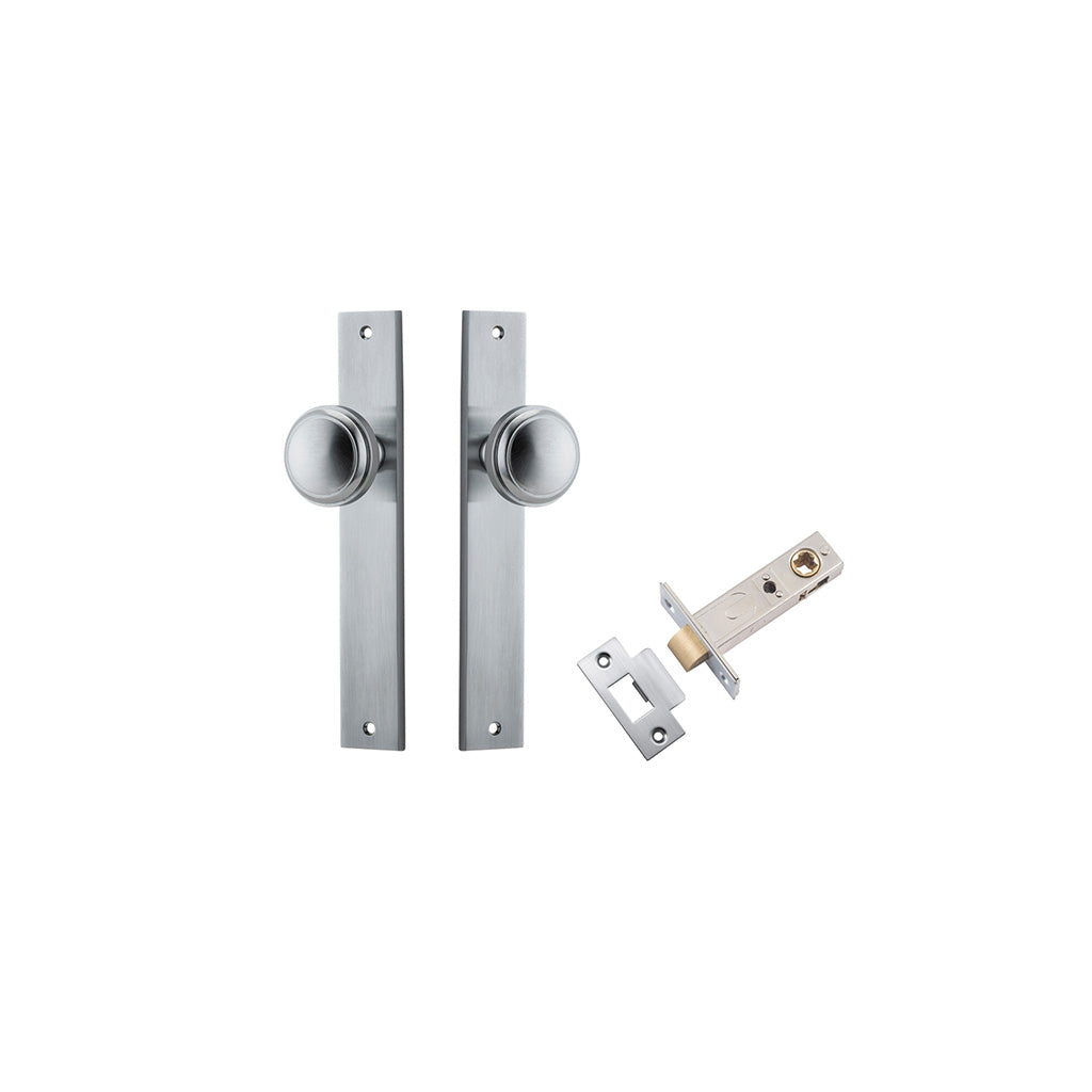 Paddington Knob - Rectangular Backplate Brushed Chrome / Passage / Passage Kit
