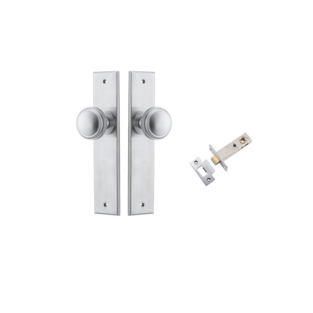 Paddington Knob - Chamfered Backplate Brushed Chrome / Passage / Passage Kit