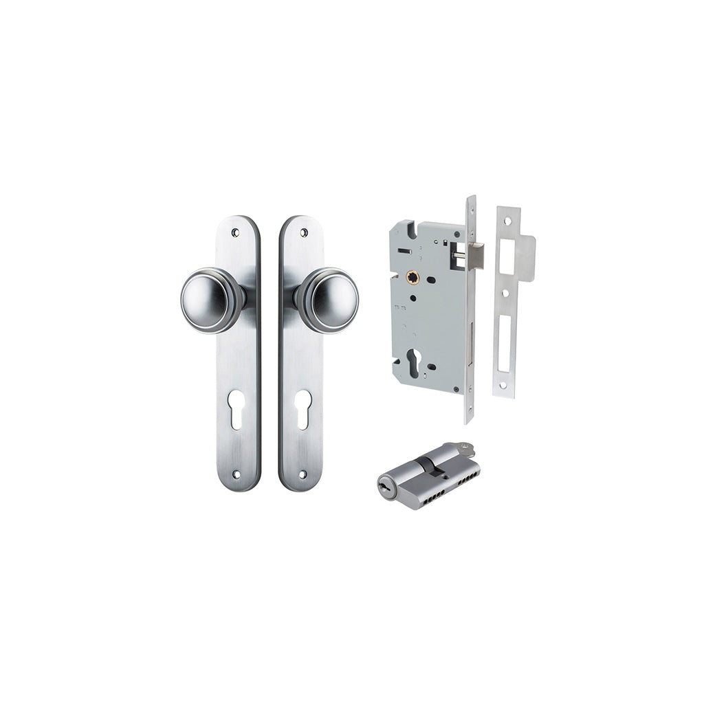 Paddington Knob - Oval Backplate Brushed Chrome / Entrance / Entrance Kit Dual Function (Key-Key)