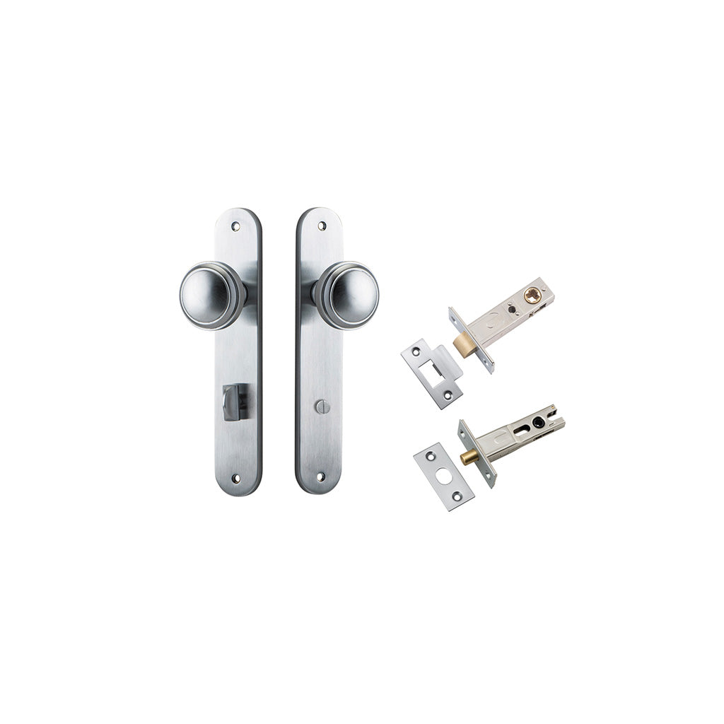Paddington Knob - Oval Backplate Brushed Chrome / Privacy / Separate Privacy Kit