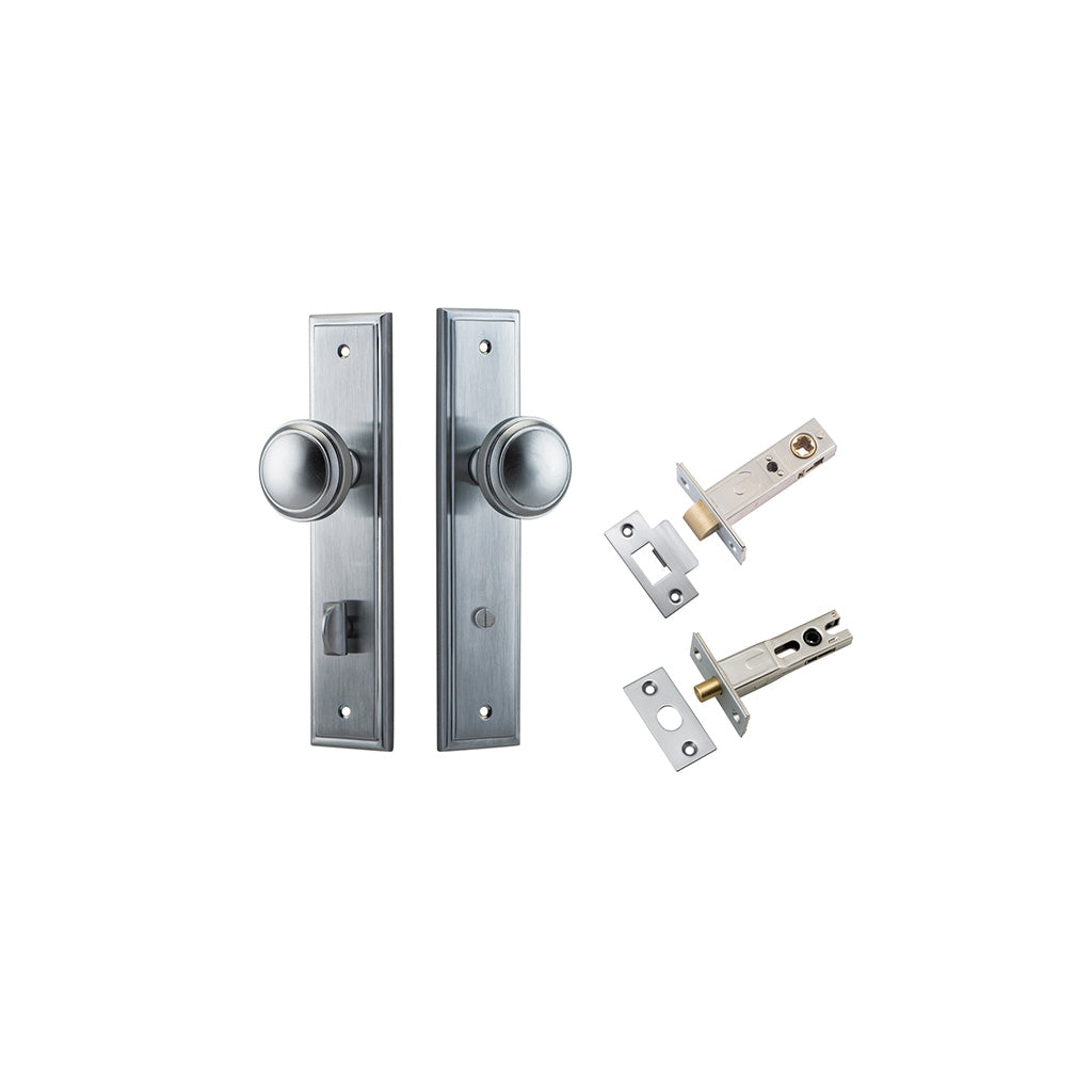 Paddington Knob - Stepped Backplate Brushed Chrome / Privacy / Separate Privacy Kit