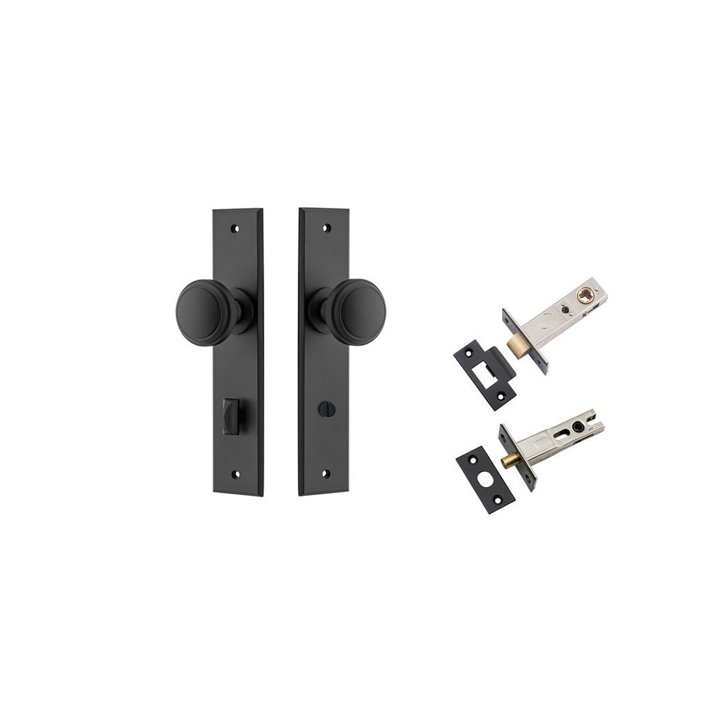 Paddington Knob - Chamfered Backplate Matt Black / Privacy / Separate Privacy Kit