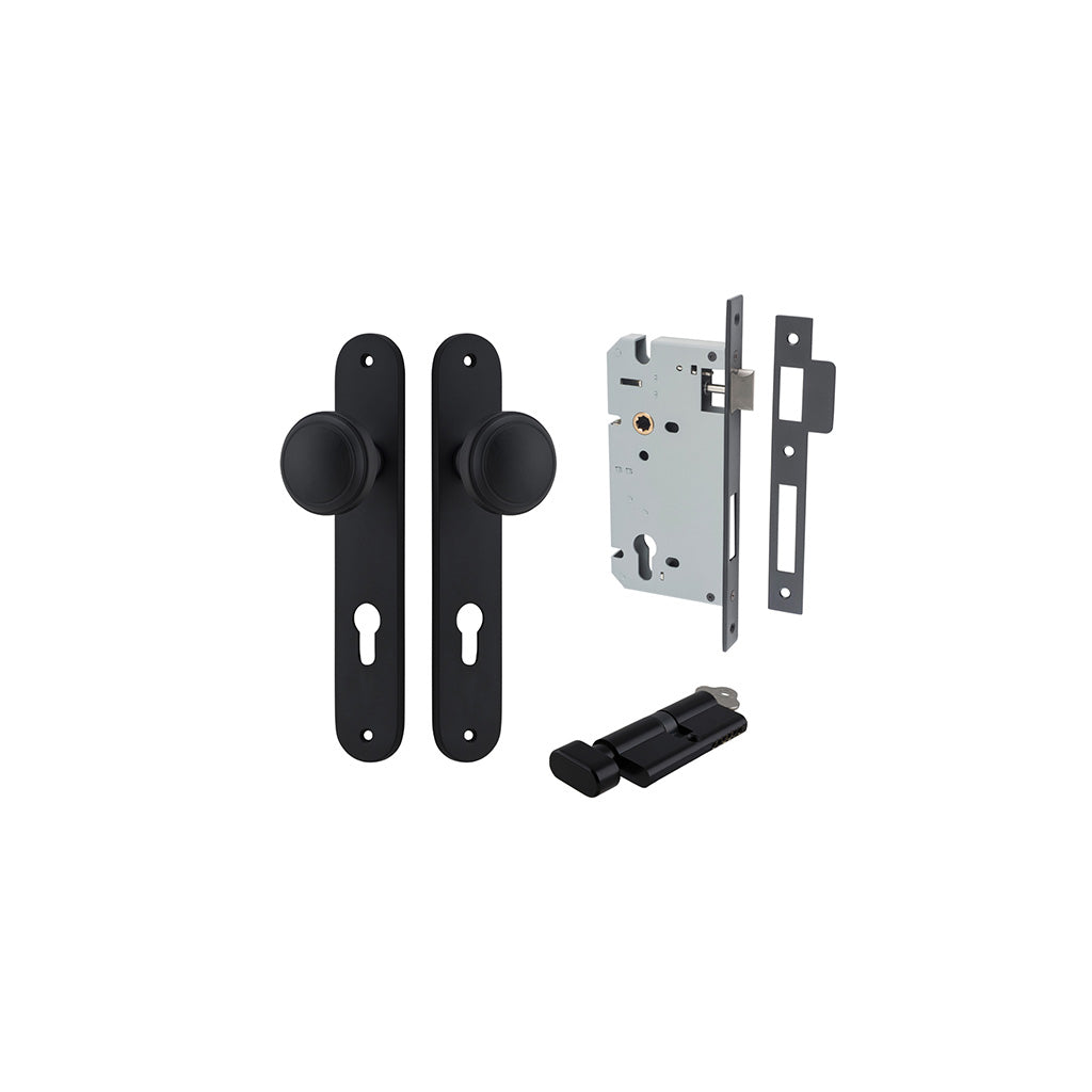 Paddington Knob - Oval Backplate Matt Black / Entrance / Entrance Kit (Key-Thumb)