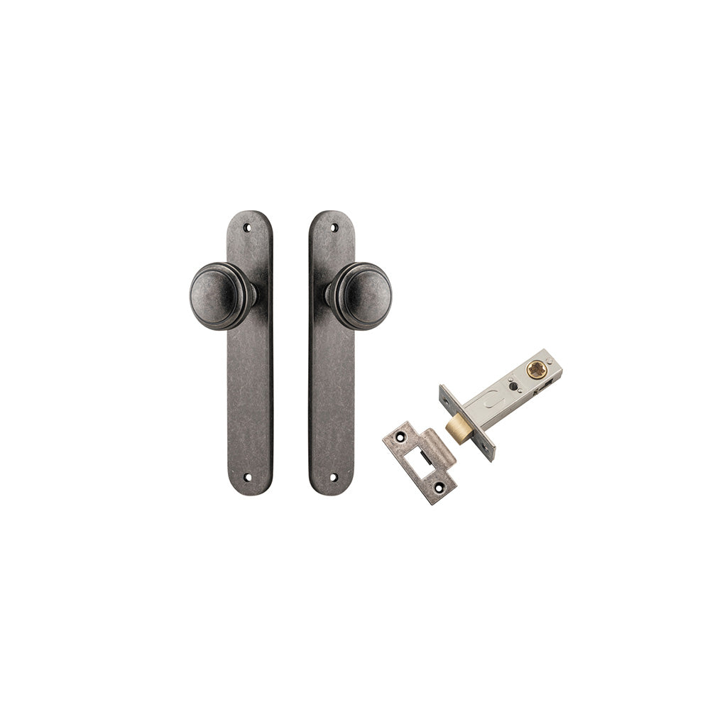 Paddington Knob - Oval Backplate Distressed Nickel / Passage / Passage Kit