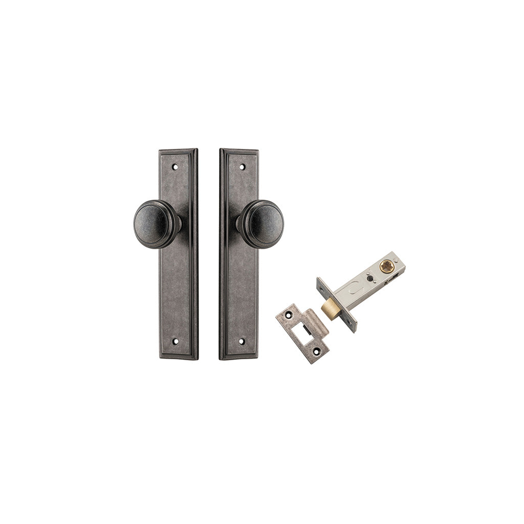 Paddington Knob - Stepped Backplate Distressed Nickel / Passage / Passage Kit