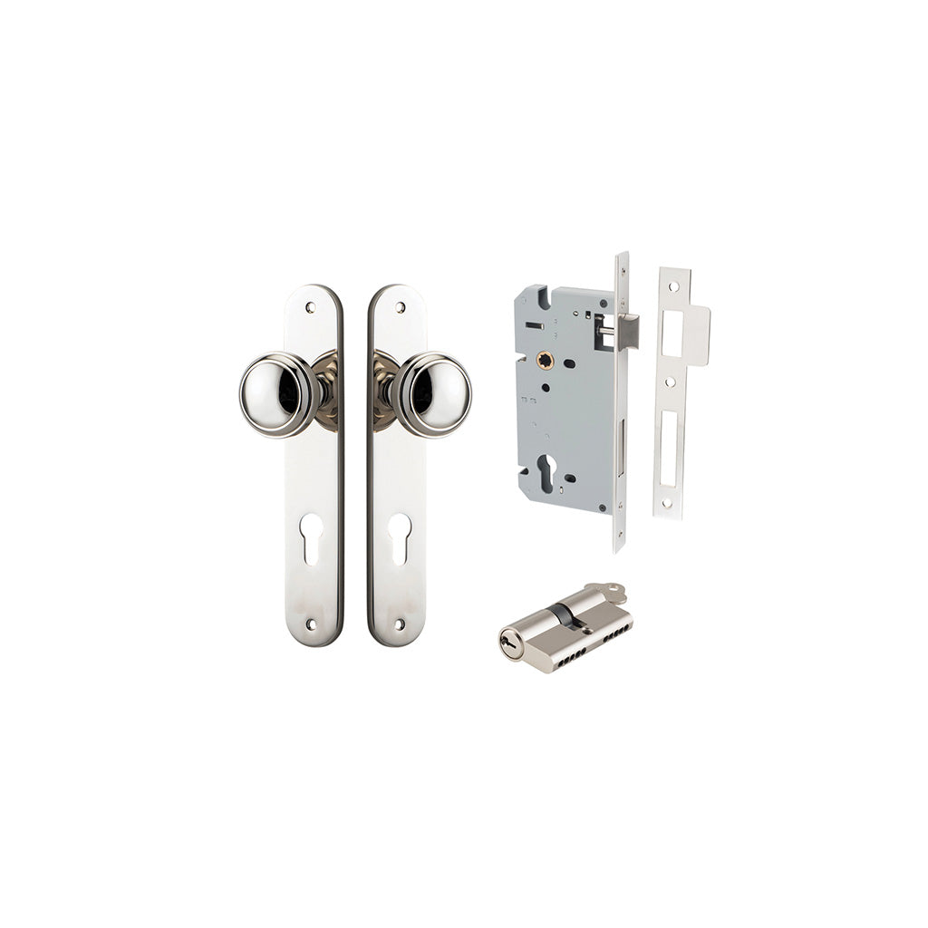 Paddington Knob - Oval Backplate Polished Nickel / Entrance / Entrance Kit Dual Function (Key-Key)