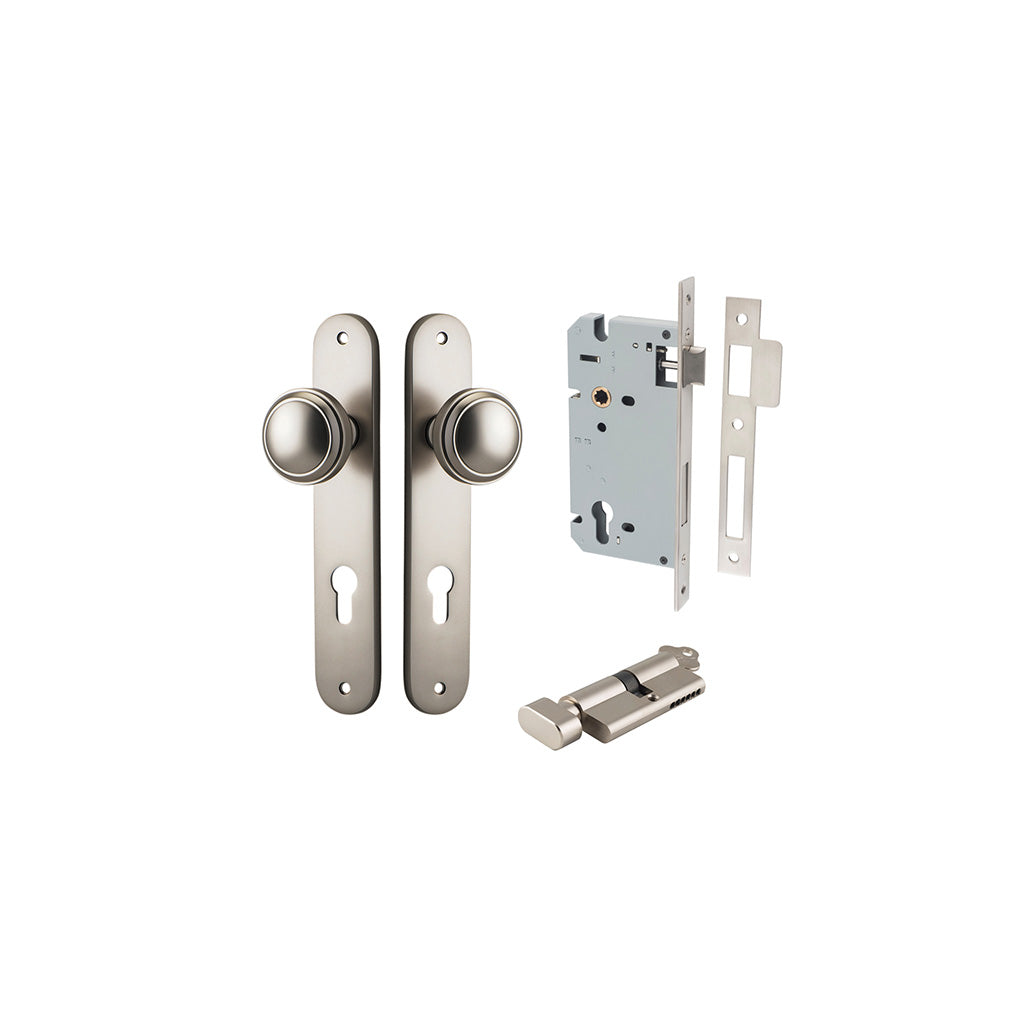 Paddington Knob - Oval Backplate Satin Nickel / Entrance / Entrance Kit (Key-Thumb)