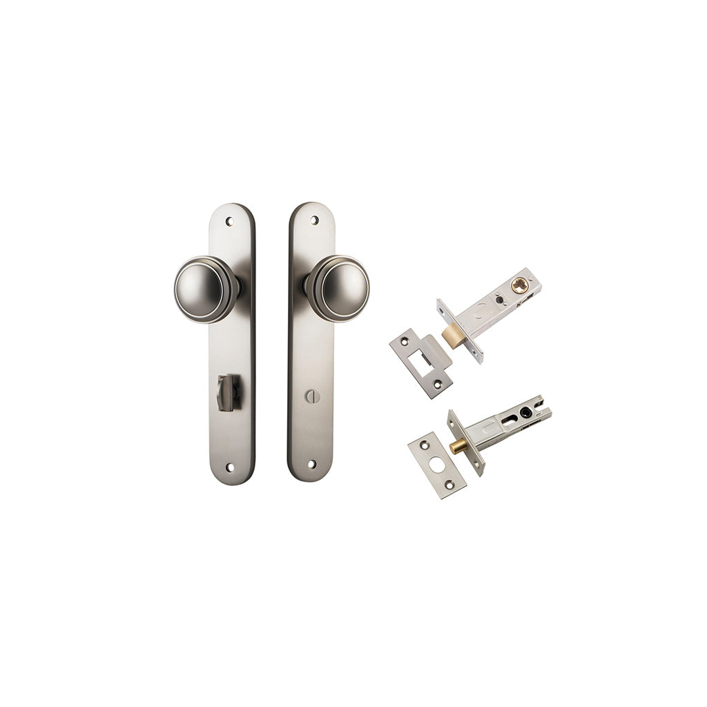 Paddington Knob - Oval Backplate Satin Nickel / Privacy / Separate Privacy Kit