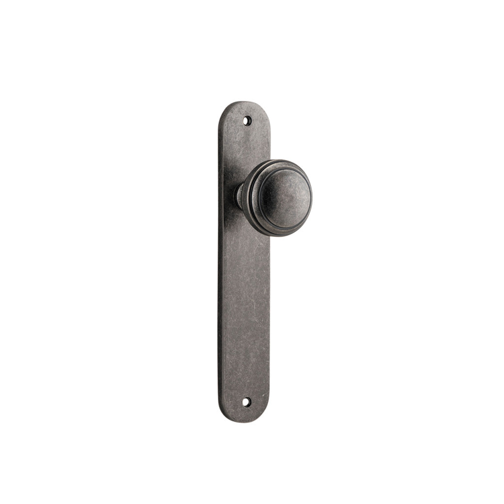 Paddington Knob - Oval Backplate Distressed Nickel / Passage / Lever Set Only