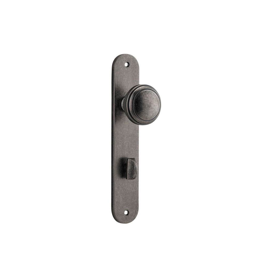 Paddington Knob - Oval Backplate Distressed Nickel / Privacy / Lever Set Only
