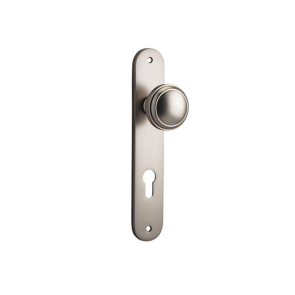 Paddington Knob - Oval Backplate Satin Nickel / Entrance / Lever Set Only