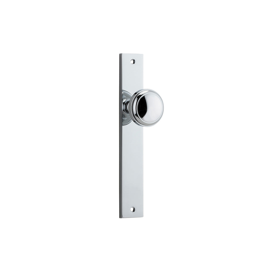 Paddington Knob - Rectangular Backplate Polished Chrome / Passage / Lever Set Only