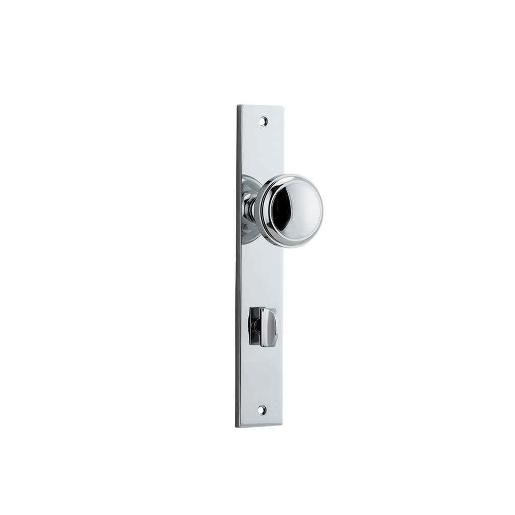 Paddington Knob - Rectangular Backplate Polished Chrome / Privacy / Lever Set Only