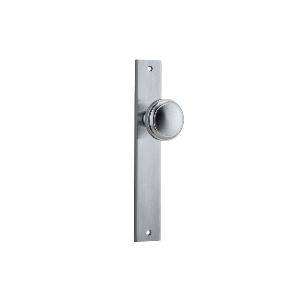 Paddington Knob - Rectangular Backplate Brushed Chrome / Passage / Lever Set Only