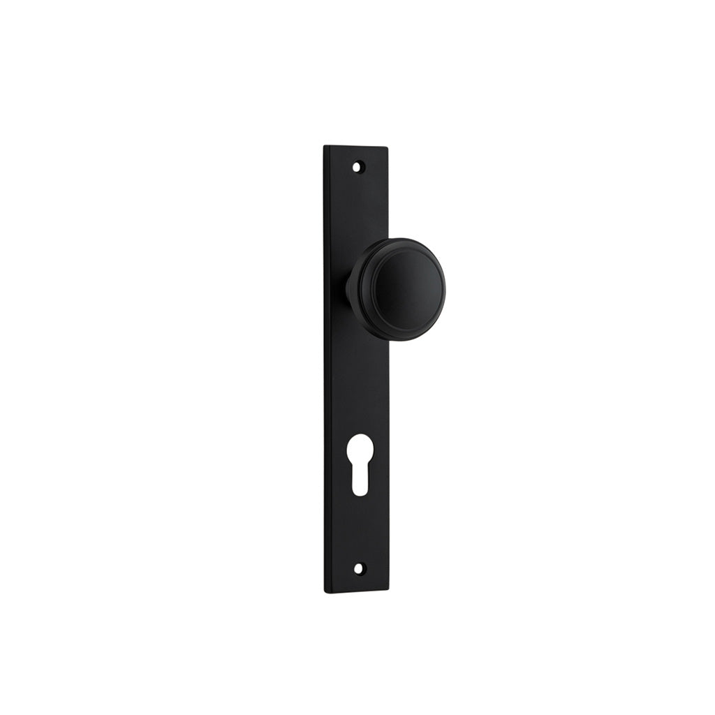 Paddington Knob - Rectangular Backplate Matt Black / Entrance / Lever Set Only