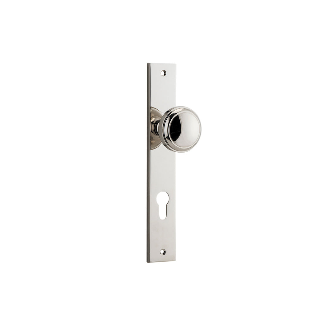 Paddington Knob - Rectangular Backplate Polished Nickel / Entrance / Lever Set Only