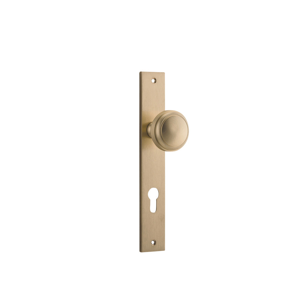 Paddington Knob - Rectangular Backplate Brushed Brass / Entrance / Lever Set Only