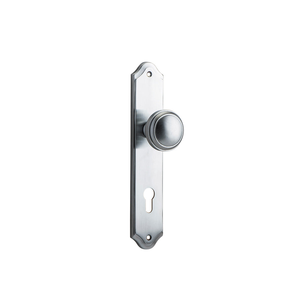 Paddington Knob - Shouldered Backplate Brushed Chrome / Entrance / Lever Set Only