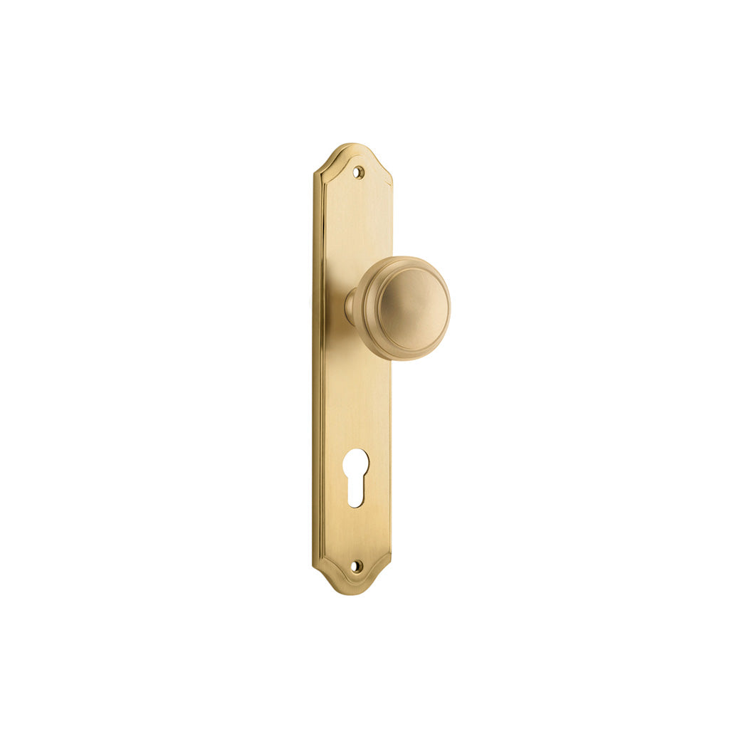 Paddington Knob - Shouldered Backplate Brushed Brass / Entrance / Lever Set Only